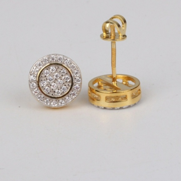 Iced Out Custom Round Studded Earrings - Picture 4 of 5